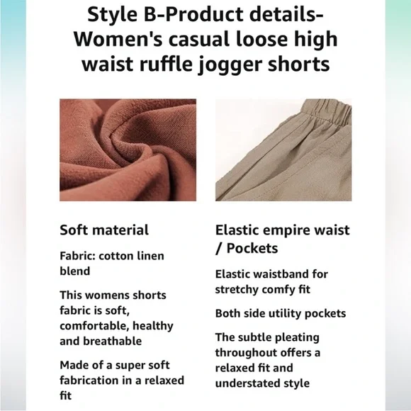 HUUSA Women's Orange Rust Ruffle Shorts with Pockets, Small - Picture 3 of 10